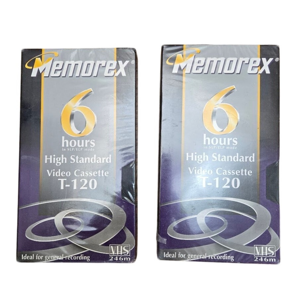 Memorex 6 Hours High Standard VHS Video Cassette T-120 Lot of 2‎ New